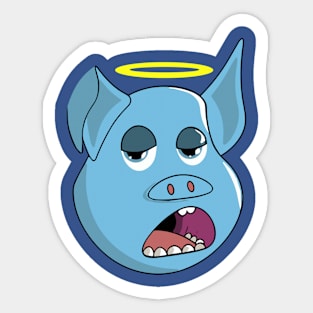 Angel Blue Pig Sticker